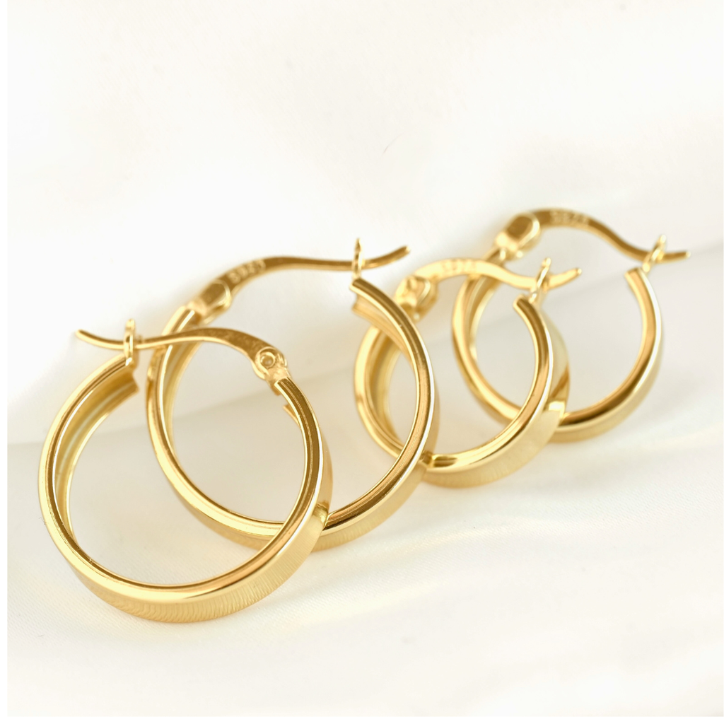 Wide Polished Hoops - Solid 925  Hoop Earrings