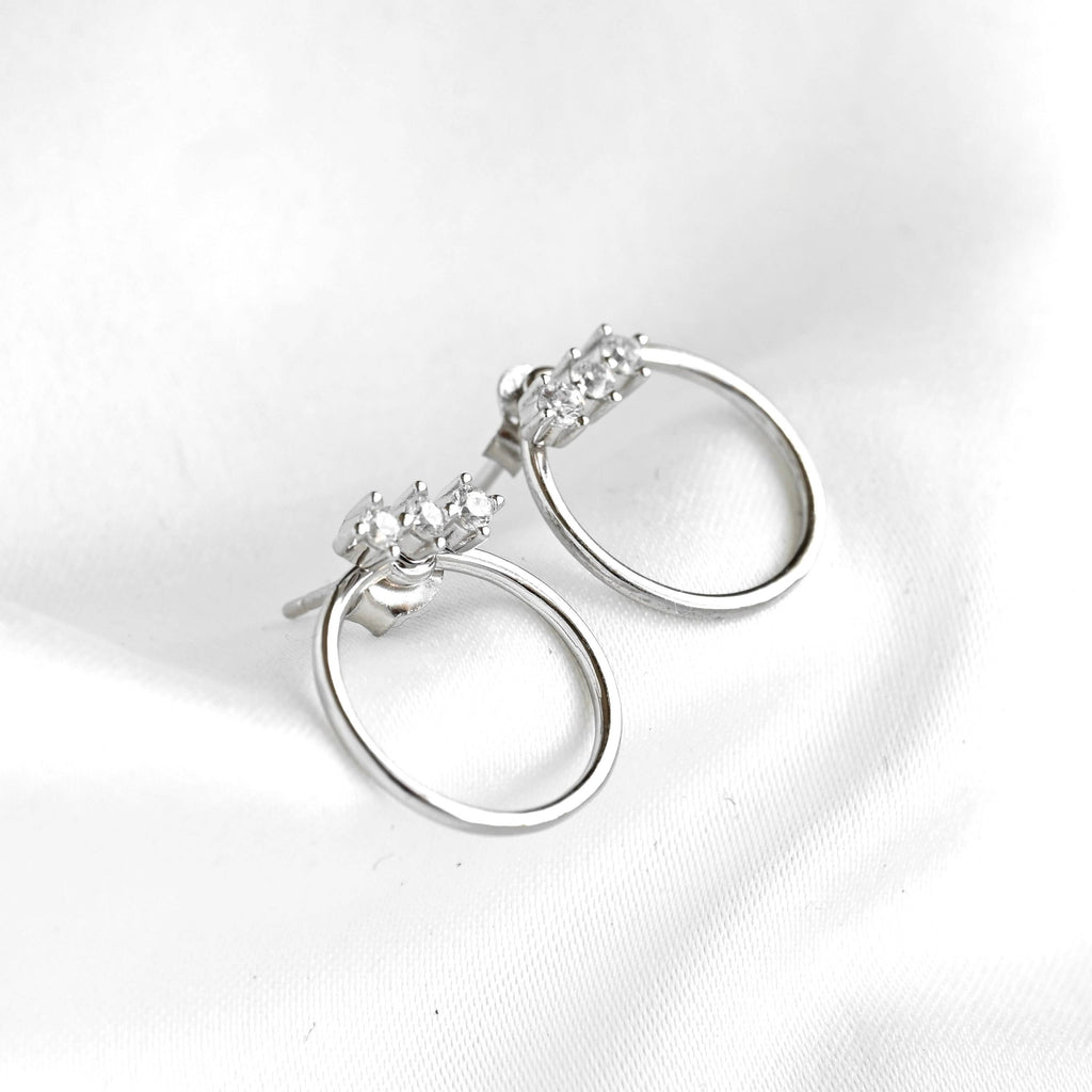 Blueyejewlry - Sterling Silver Front Back Circle Ear Jacket - CZ Earrings
