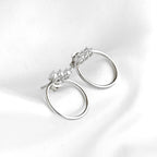 Blueyejewlry - Sterling Silver Front Back Circle Ear Jacket - CZ Earrings