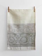 Brigitte Tea Towel, Cream/Putty with Border Design