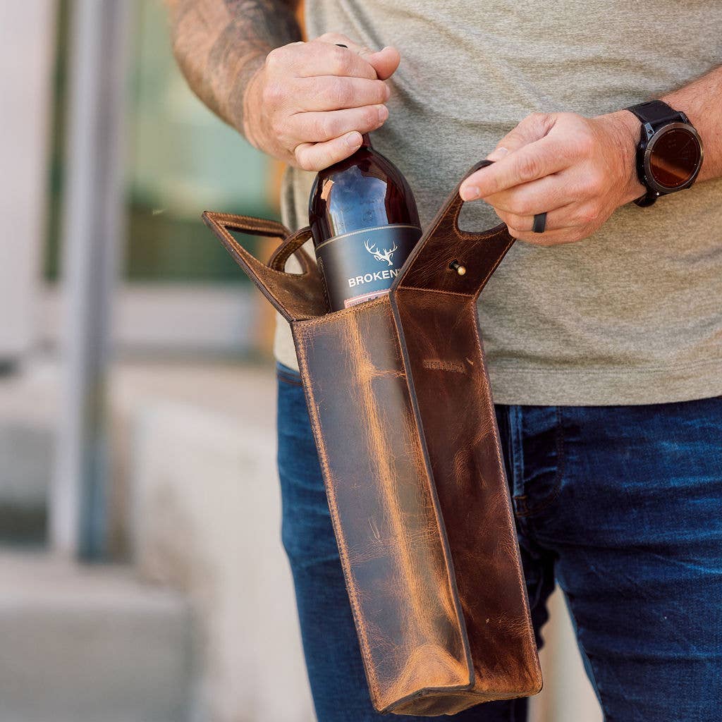 Steel & Clover - Baytree Leather Wine Carrier