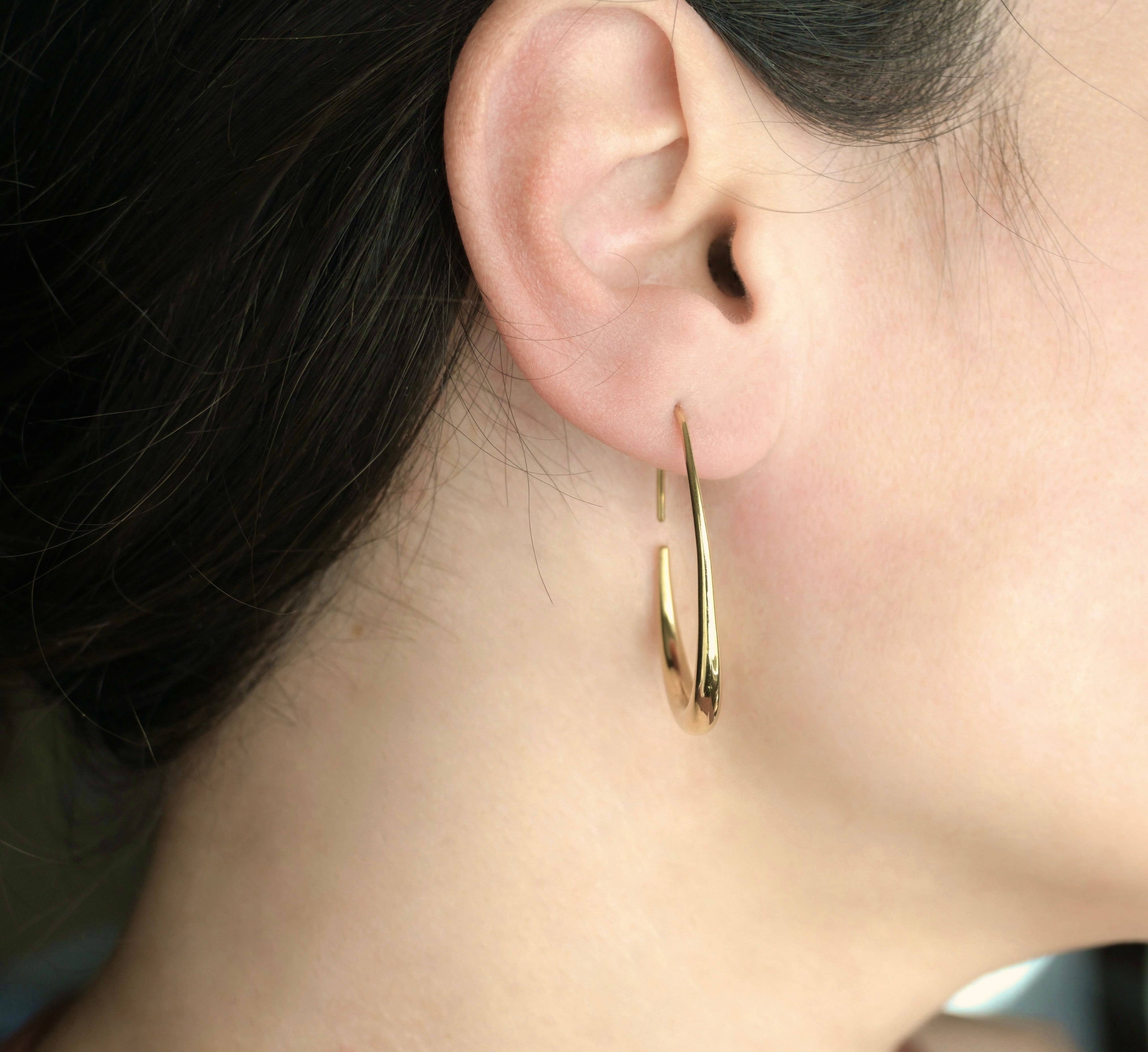 Tear Drop Earrings - Stainless Steel Pear Hoop Earrings