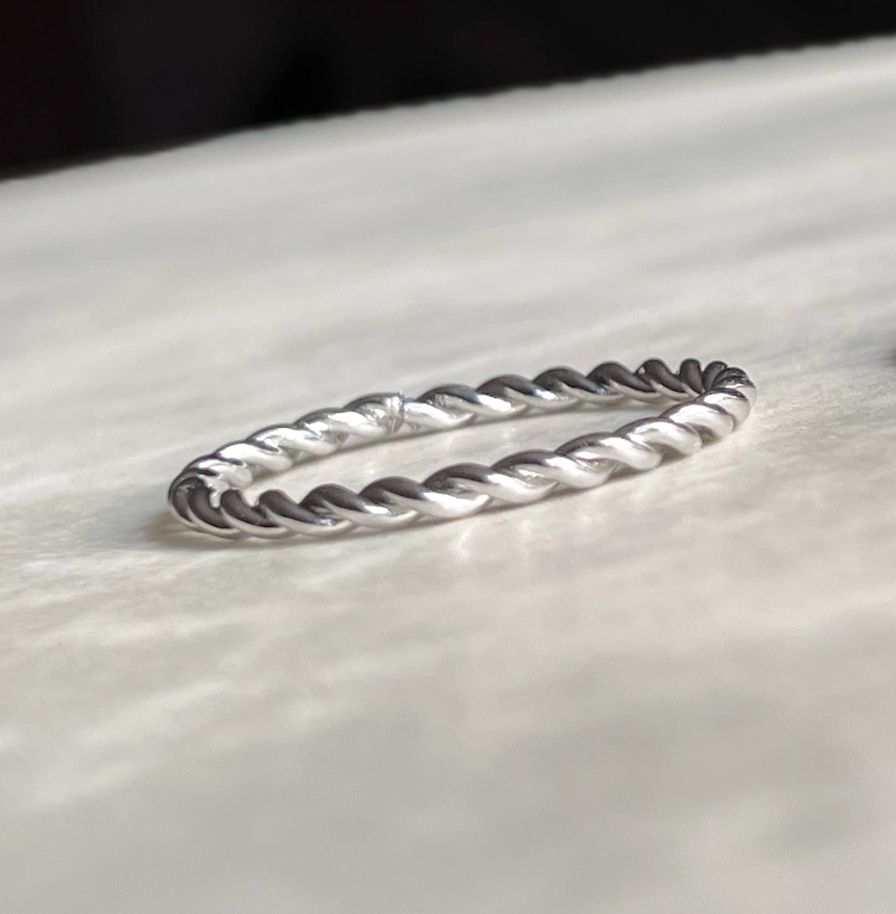 Tarnish-free Twisted Ring - Dainty Stackable Rope Ring