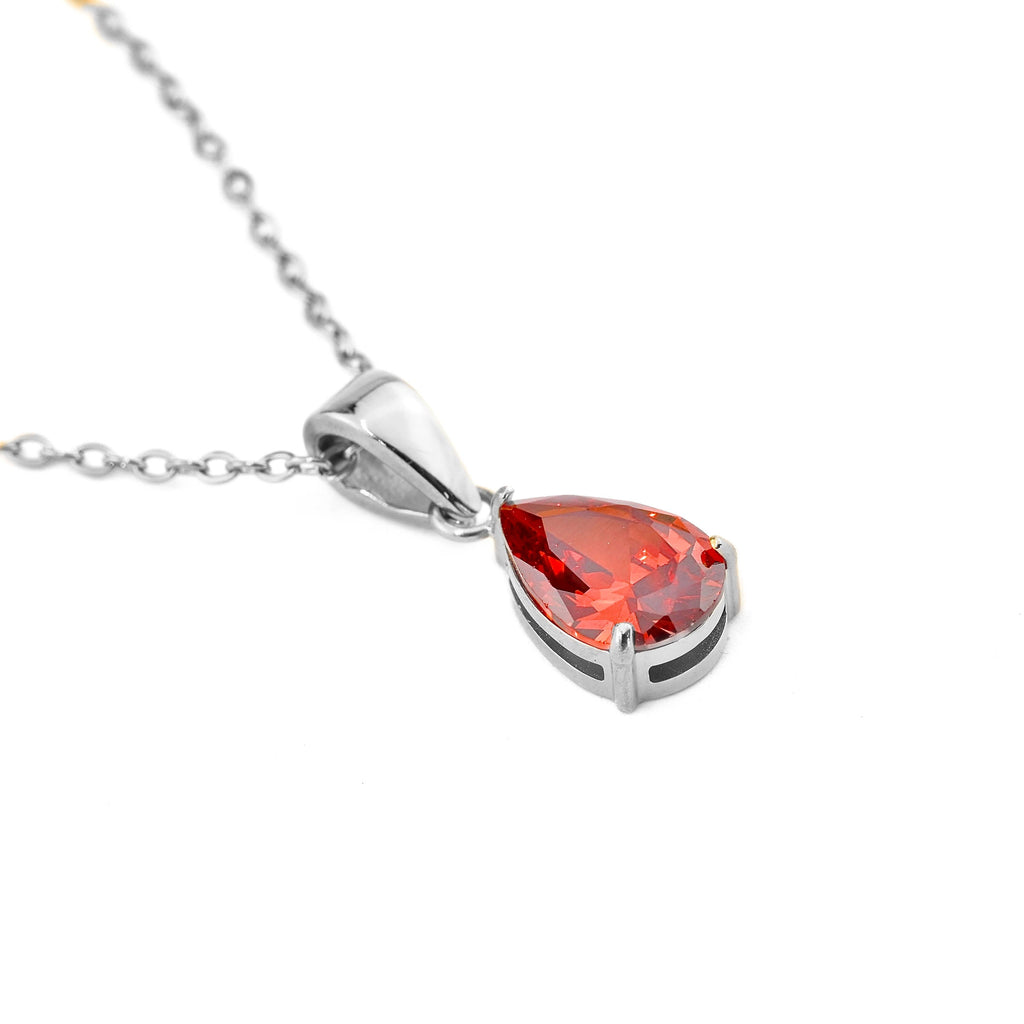 Blueyejewelry - Pear CZ Necklace - Tear Drop Diamond Birthstone Pendant