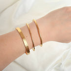 Blueyejewlery - Slim Cuff Bracelets - Waterproof Gold Open Bangle -Claw Cuff