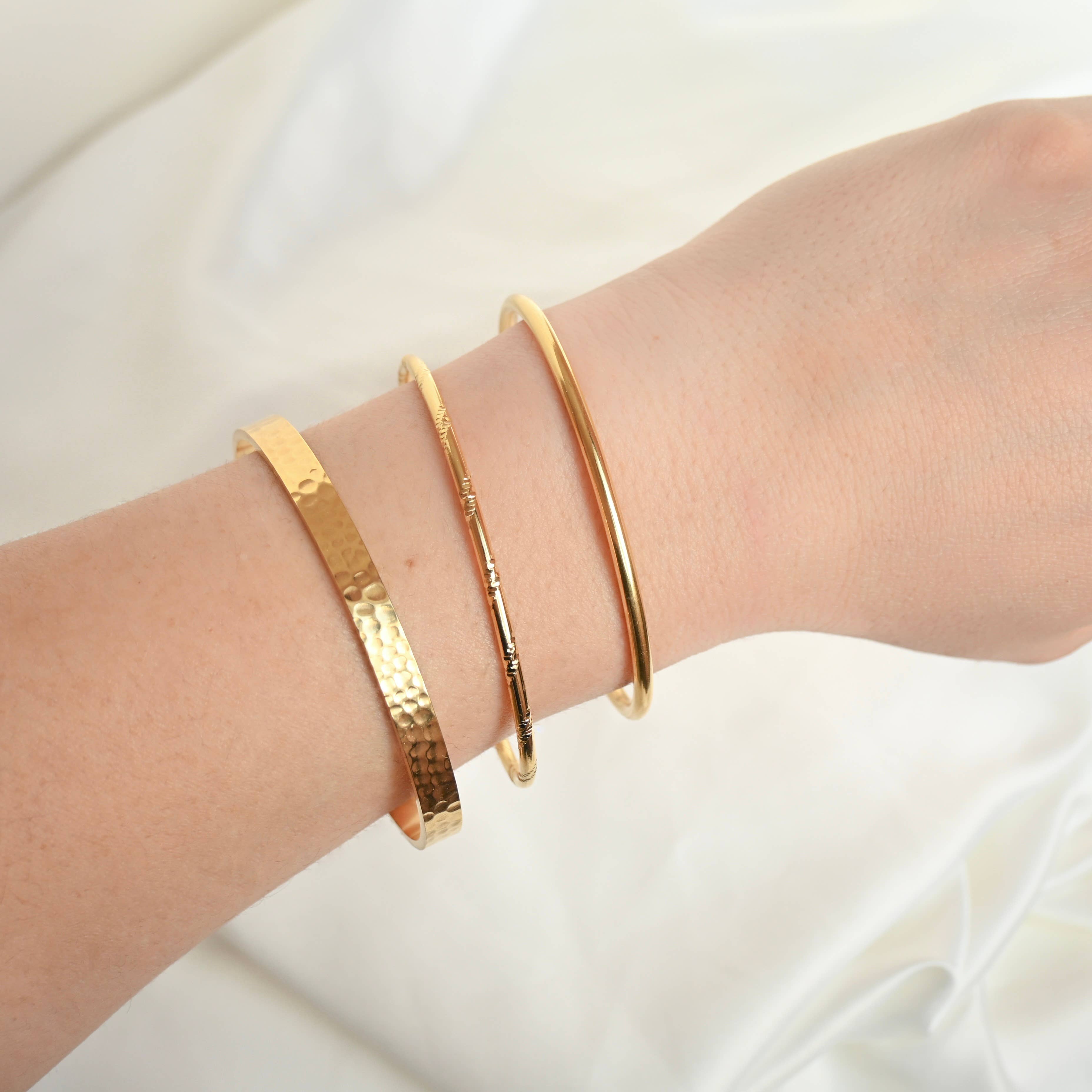 Blueyejewlery - Slim Cuff Bracelets - Waterproof Gold Open Bangle -Claw Cuff