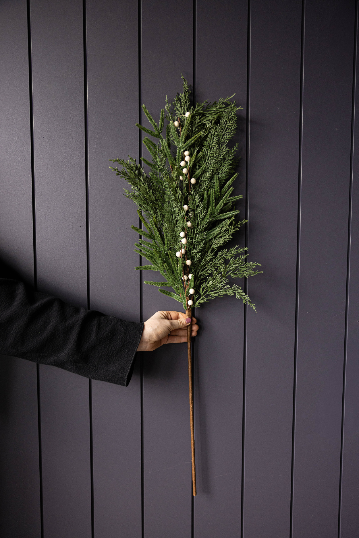 White Plum Berry Norfolk Cypress Real Touch Stems 22"