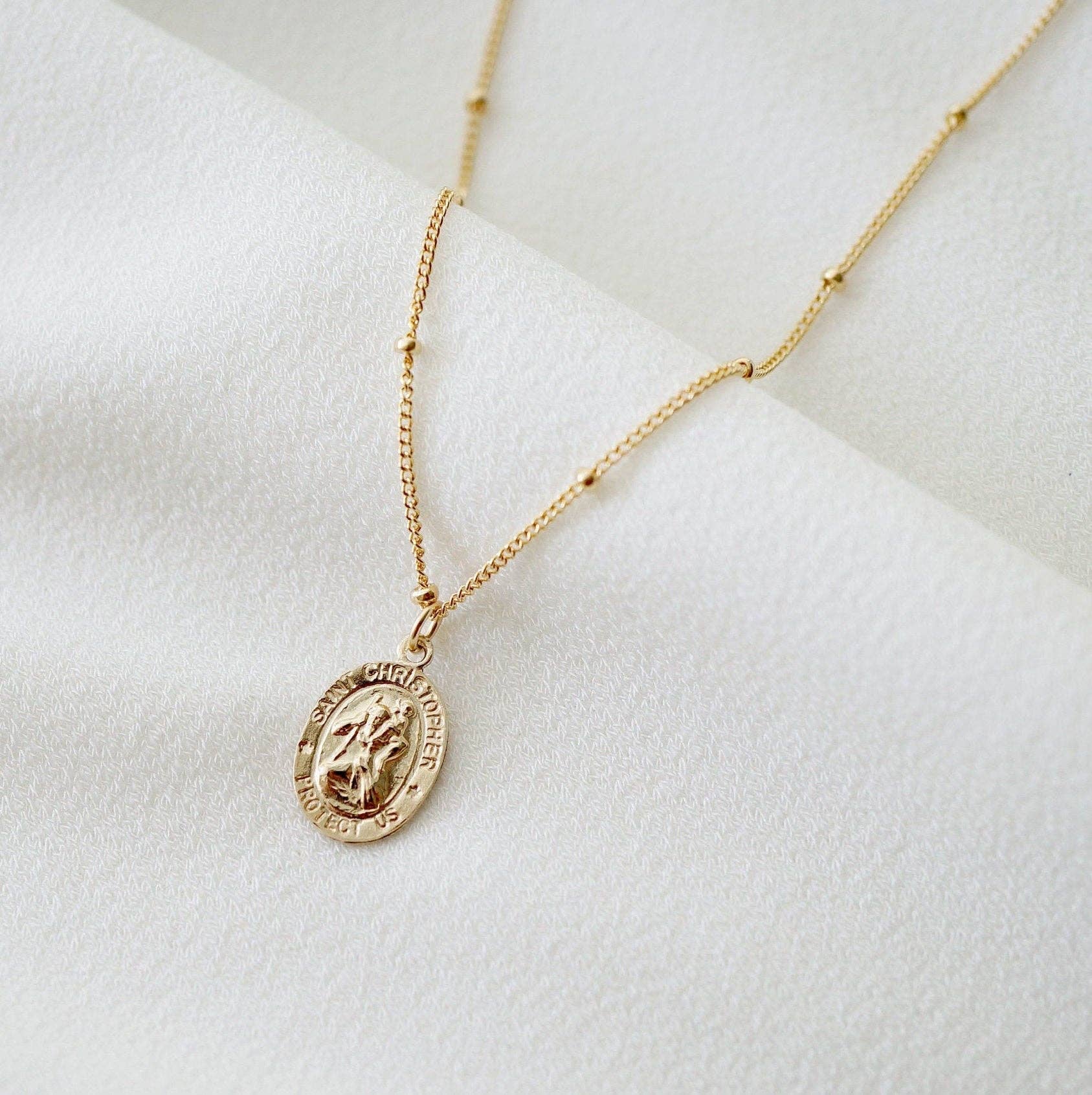 St. Christopher Traveler's Protection Gold Coin Necklace
