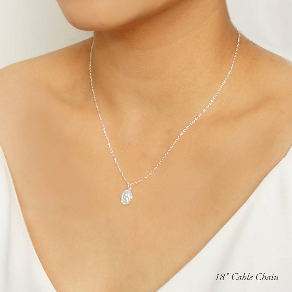 Travelers Small Silver Coin Necklace (St. Christopher)