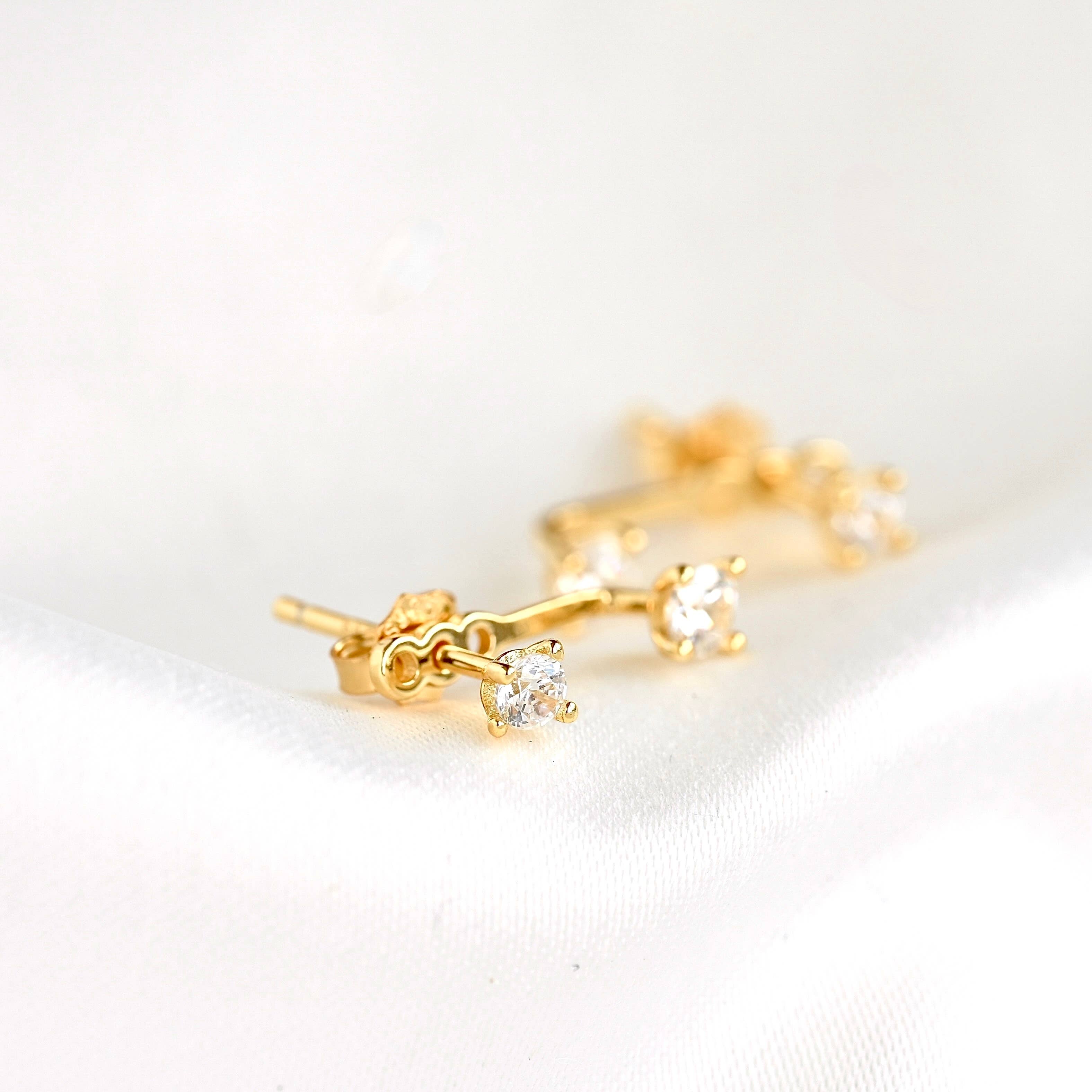 Blueyejewelry - Sterling Silver Front Back Circle Ear Jacket - CZ Earrings