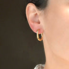 Gold U Hoops - Tarnish-proof Oblong Hoop Earrings