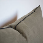 Lumbar Edged Linen Pillow COVER - Moss