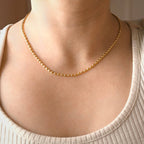 Blueyejewelry - Oval Beaded Chain Necklace - Dainty Gold Layering Necklace