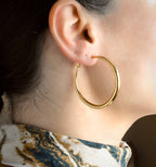 Blueyejewelry - Thick Gold Tapered Hoop Earrings - 47mm - Stainless Steel