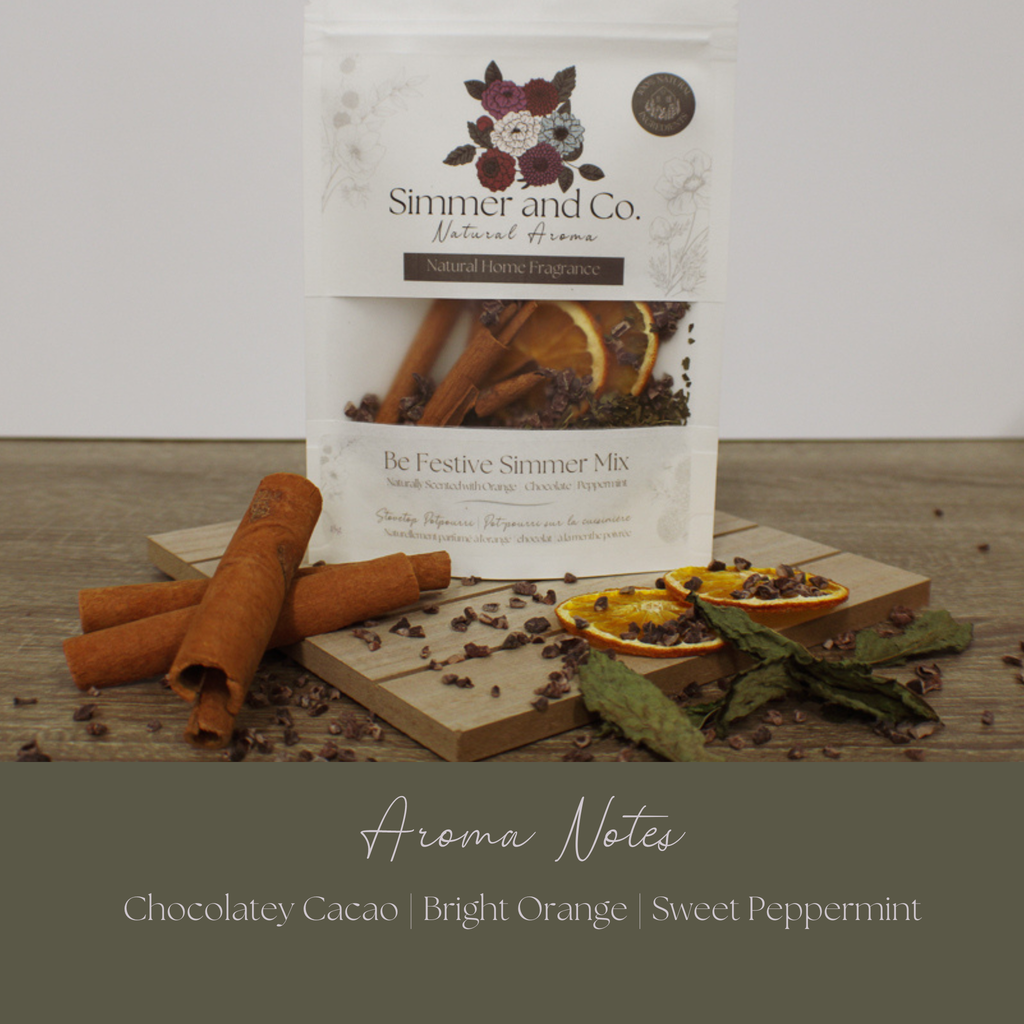 Be Festive Simmer Pot Mix, Natural Peppermint Cocoa Spice Aroma – Jar Edition