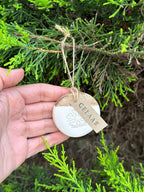 Handmade Ceramic Circle Ornament with Snowflake Carving