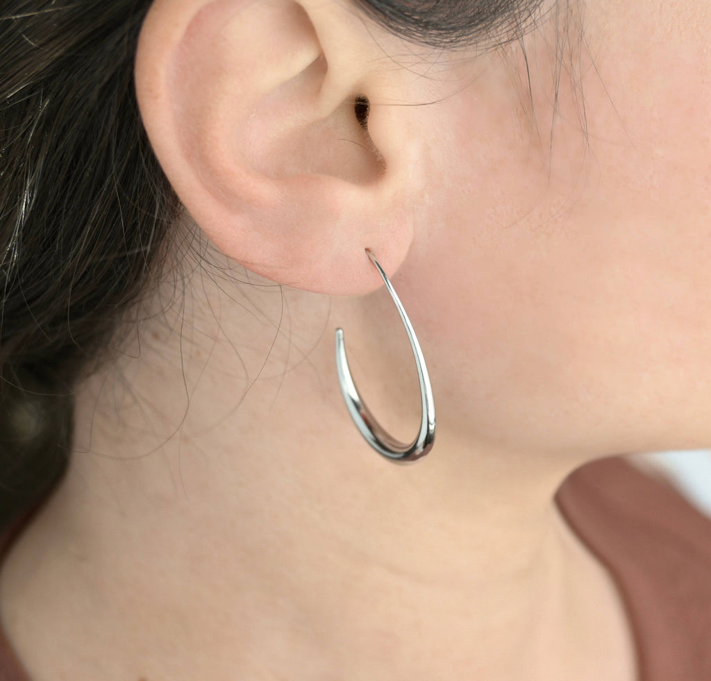 Tear Drop Earrings - Stainless Steel Pear Hoop Earrings