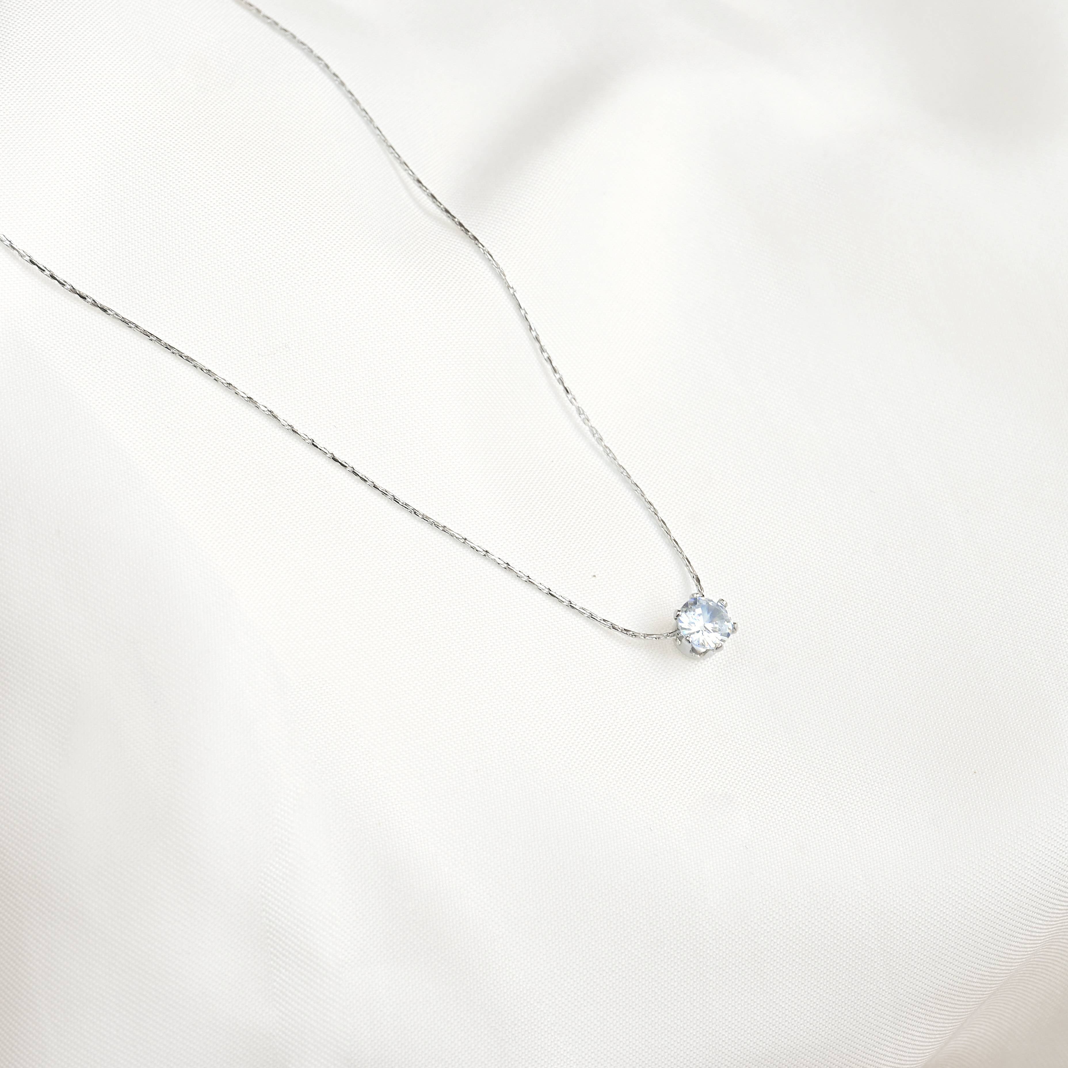 Solitaire Necklace - Tarnish-free Diamond Pendant