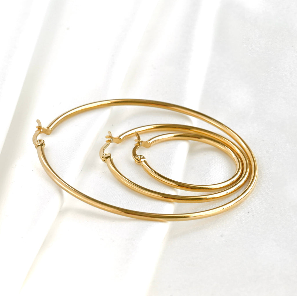 Blueyejewelry - 1.8mm Thin Hoop Earrings - Tarnish-free Stainless Steel