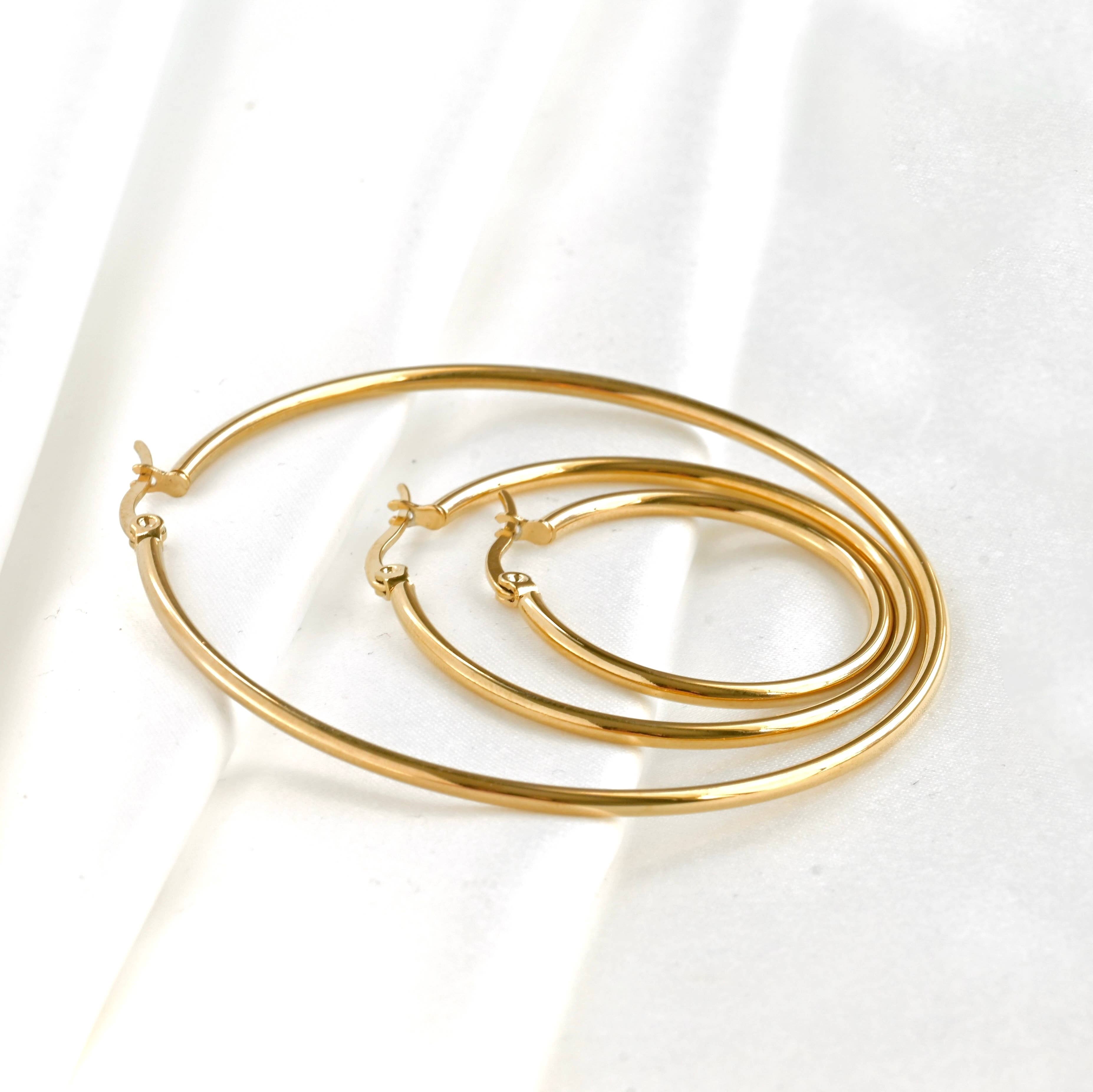 Blueyejewelry - 1.8mm Thin Hoop Earrings - Tarnish-free Stainless Steel