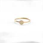 Blueyejewelry - Gold Pave CZ Coin Ring - Stainless Steel Round Diamond Ring