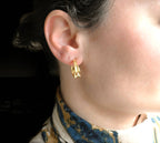 Blueyejewelry - Vintage Style Hoops - 18k Gold Wide Sculptural Hoop Earrings
