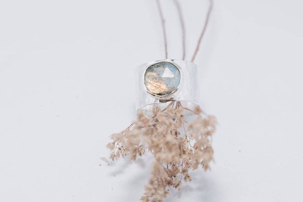 Labradorite Wide Band Ring