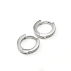 Blueyejewelry - Flat Pave CZ Huggie Hoop Earrings - 15mm - Stainless Steel