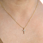Blueyejewelry - Dainty CZ Cross Necklace - Stainless Steel