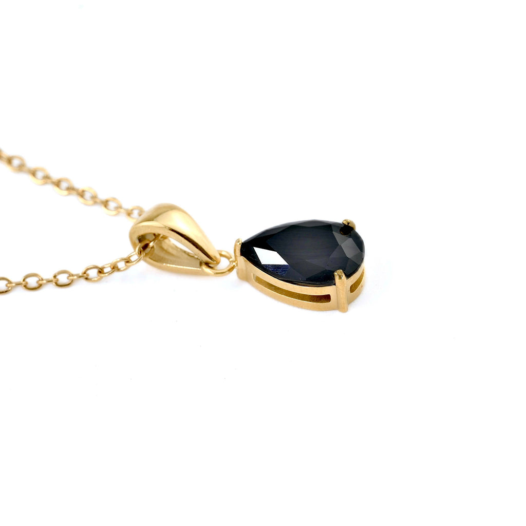 Blueyejewelry - Pear CZ Necklace - Tear Drop Diamond Birthstone Pendant