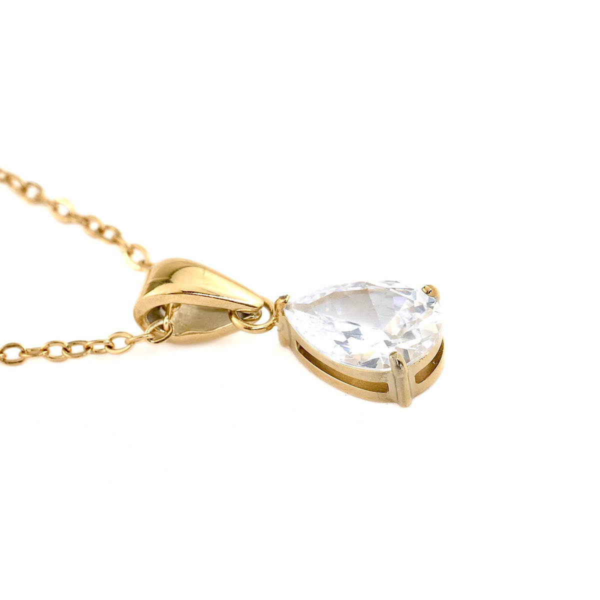 Blueyejewelry - Pear CZ Necklace - Tear Drop Diamond Birthstone Pendant