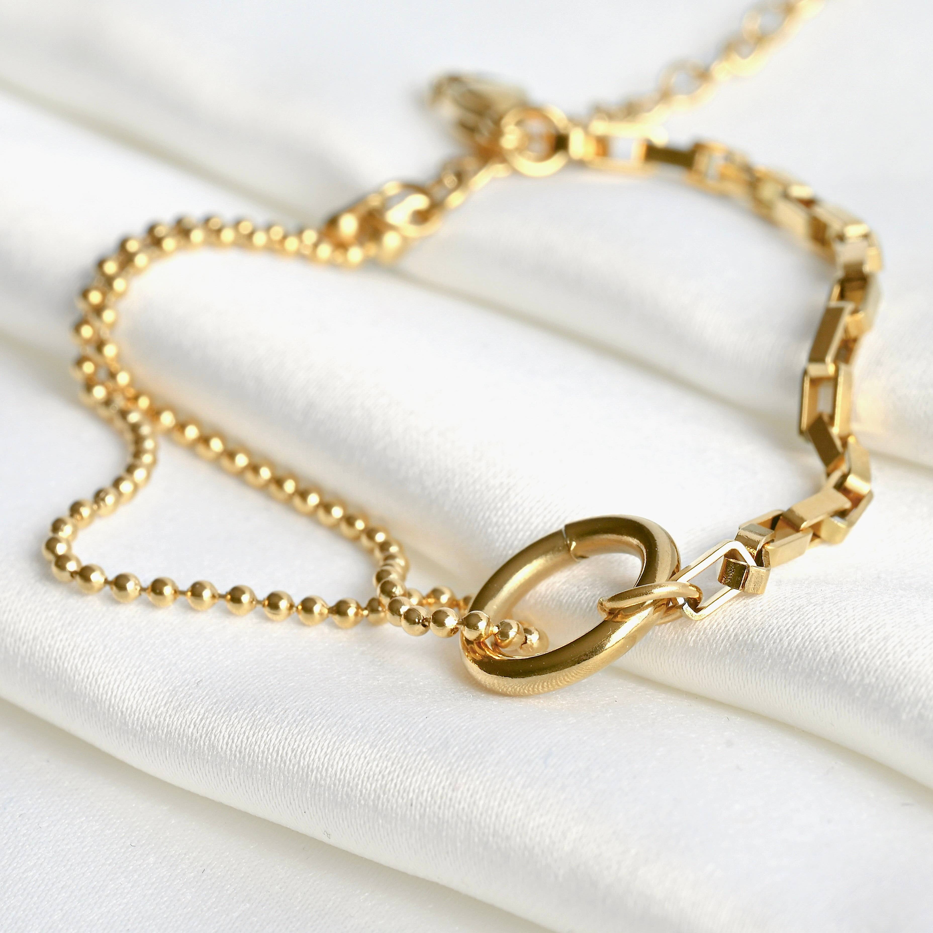 Circle Link Bracelet, Waterproof Mixed Chain Bracelet