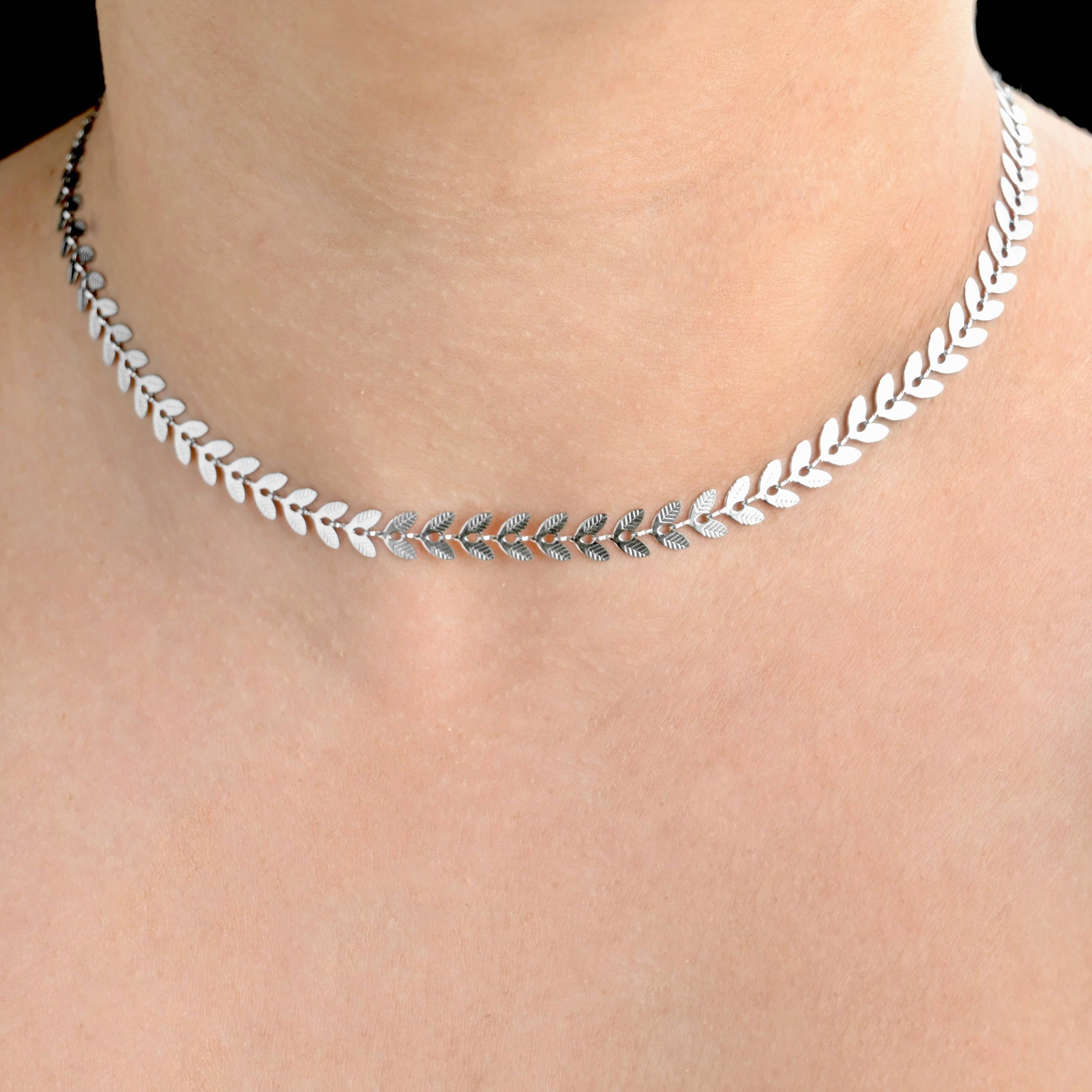 Leaf Chain Necklace- Waterproof Chevron Chain Necklace