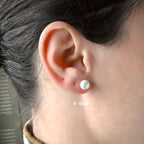 Blueyejewelry - Sterling Silver Pearl Studs - Round Pearl Earrings