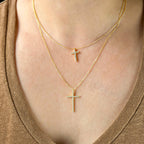 Blueyejewelry - Diamond Cross Necklace - Sterling Silver CZ Cross Pendants