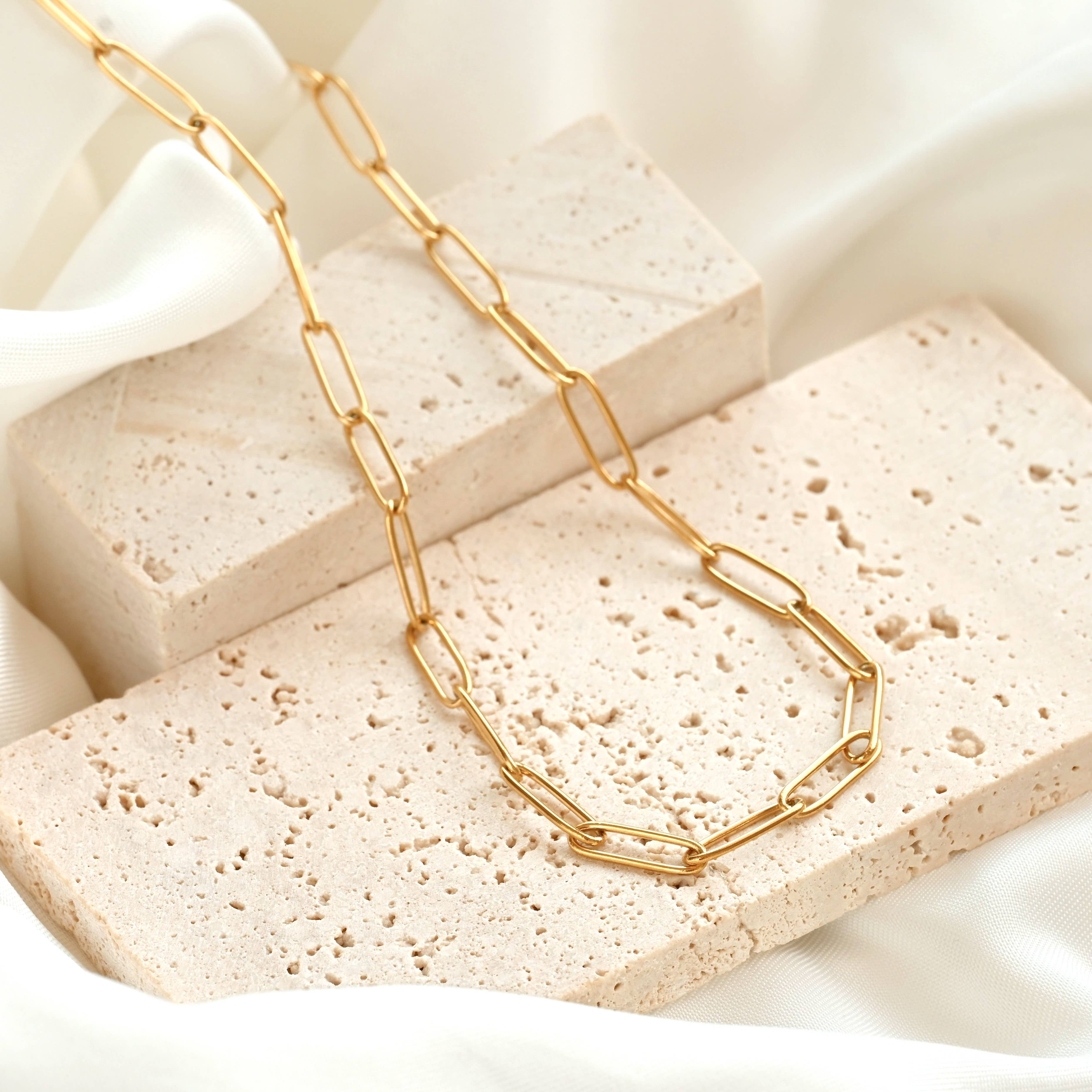 Paperclip Chain Necklace - Dainty Link Chain Necklace