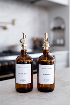 Luxe B Co- Glass Dispenser Amber Olive Oil & Vinegar Refillable Bottles
