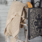 50" x 65" Knitted Cream Cotton Throw