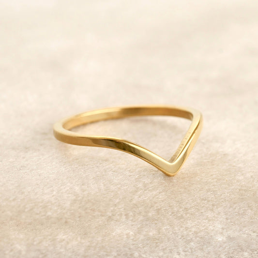 Wishbone Stacker Ring - Dainty V Ring - Peak Chevron Ring