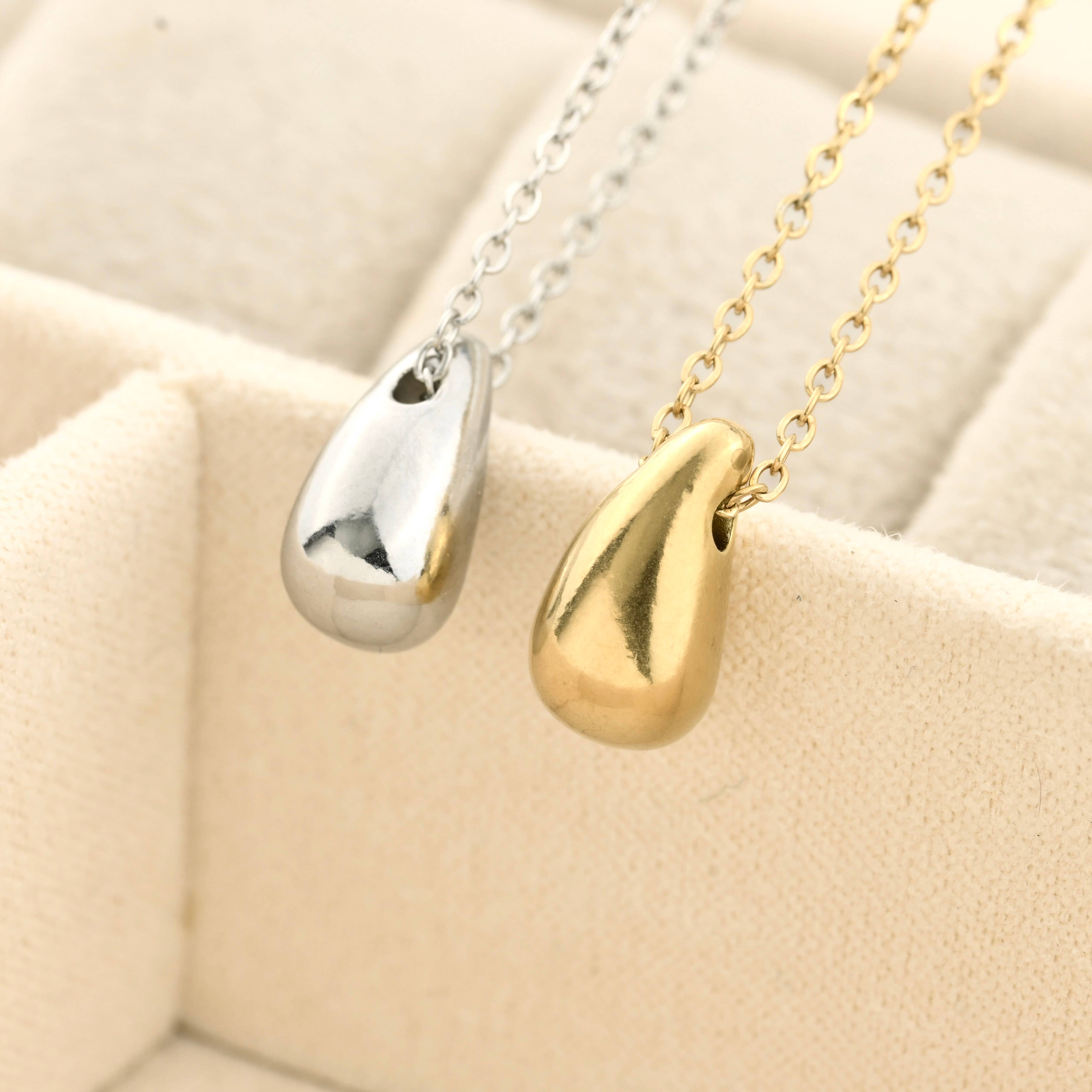 Tear Drop Pendant Necklace - Dainty Droplet Necklace