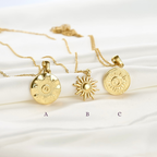 Vintage Style Sun Necklace - Sun Burst Coin Necklace