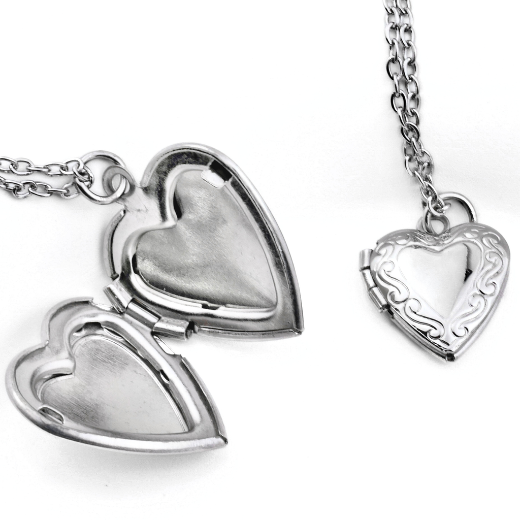 Blueyejewelry - Heart Locket Necklace - Vintage Style Locket Heart Pendant