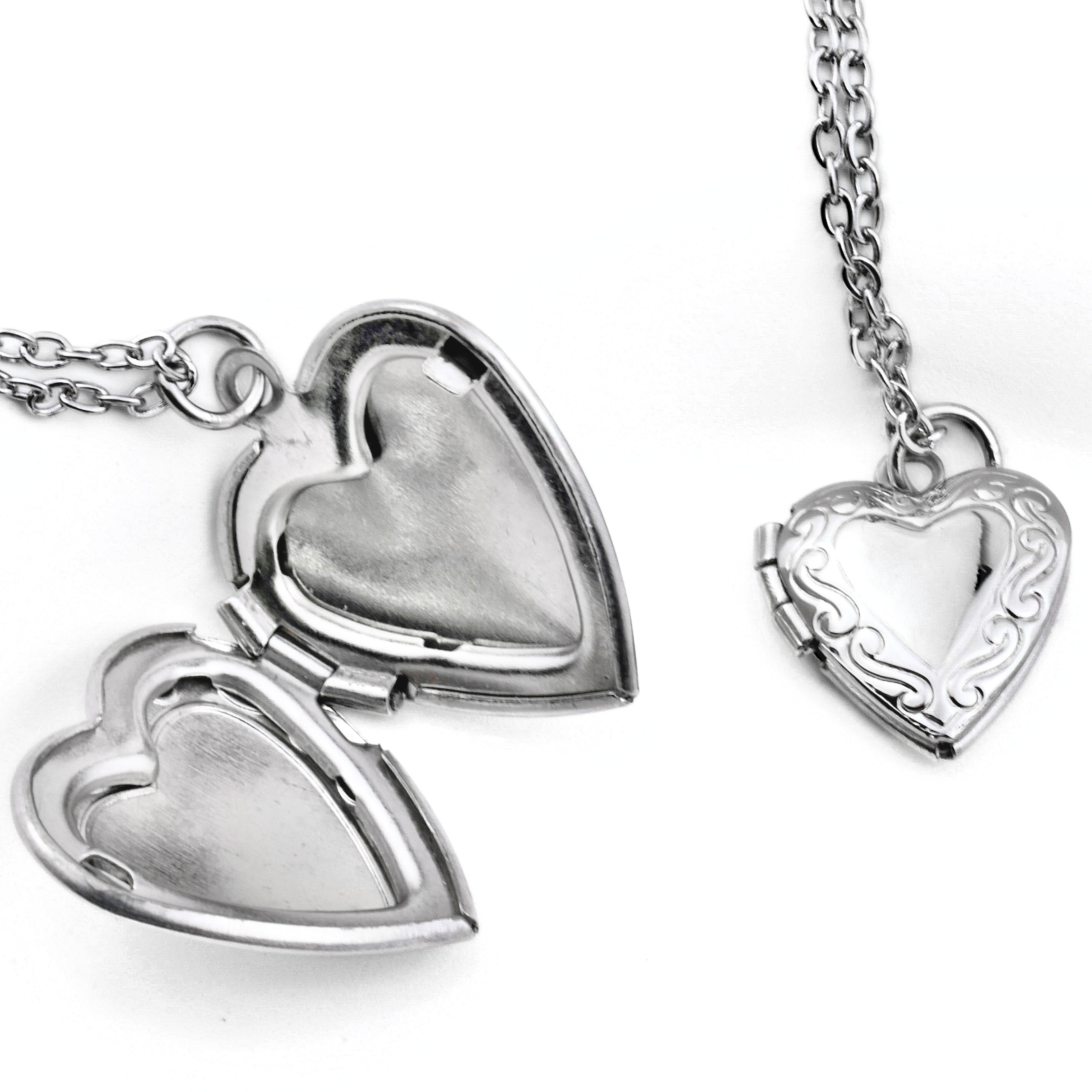 Blueyejewelry - Heart Locket Necklace - Vintage Style Locket Heart Pendant