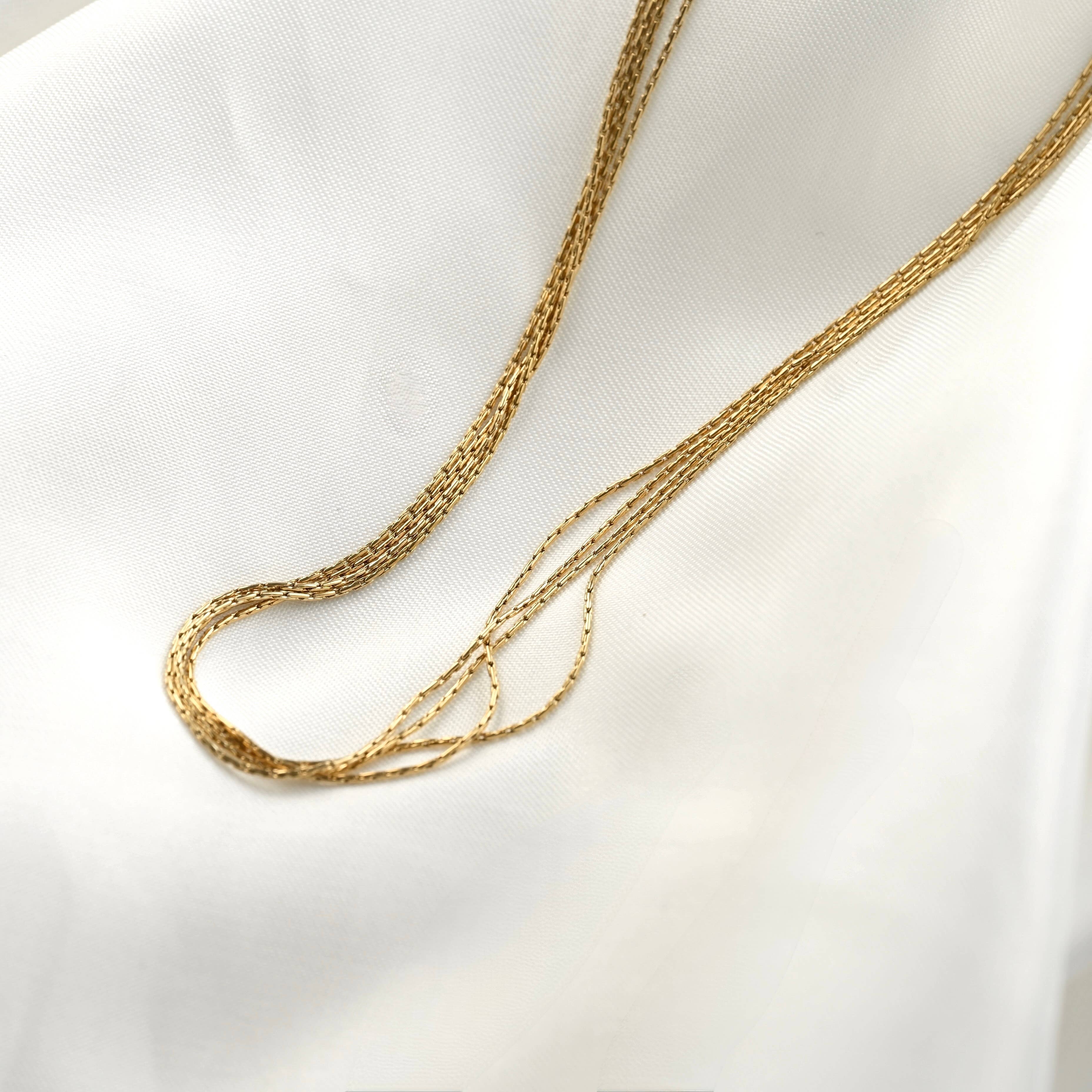 Blueyejewelry - 18k Gold Layered Chain Necklace - Shimmering 4-layered Chain