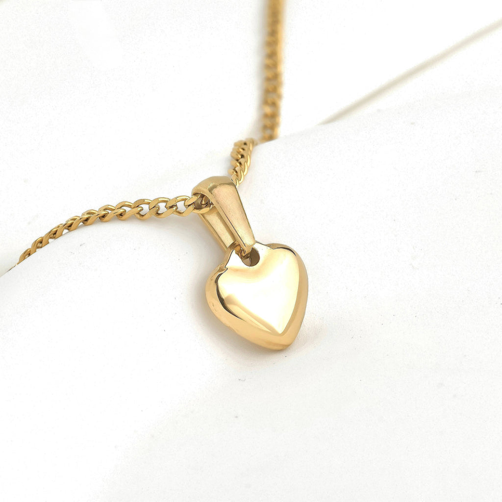 Blueyejewelry - Gold Heart Necklace - Tarnish-free Heart Pendant Necklace