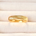 Curved Ribbed Ring - Textured Gold Ring -Simple Striped Band