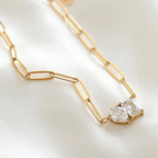 Blueyejewelry - Toi et Moi Necklace - Pear and Radiant Cut Diamond Necklace