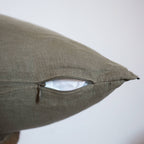 Lumbar Edged Linen Pillow COVER - Moss