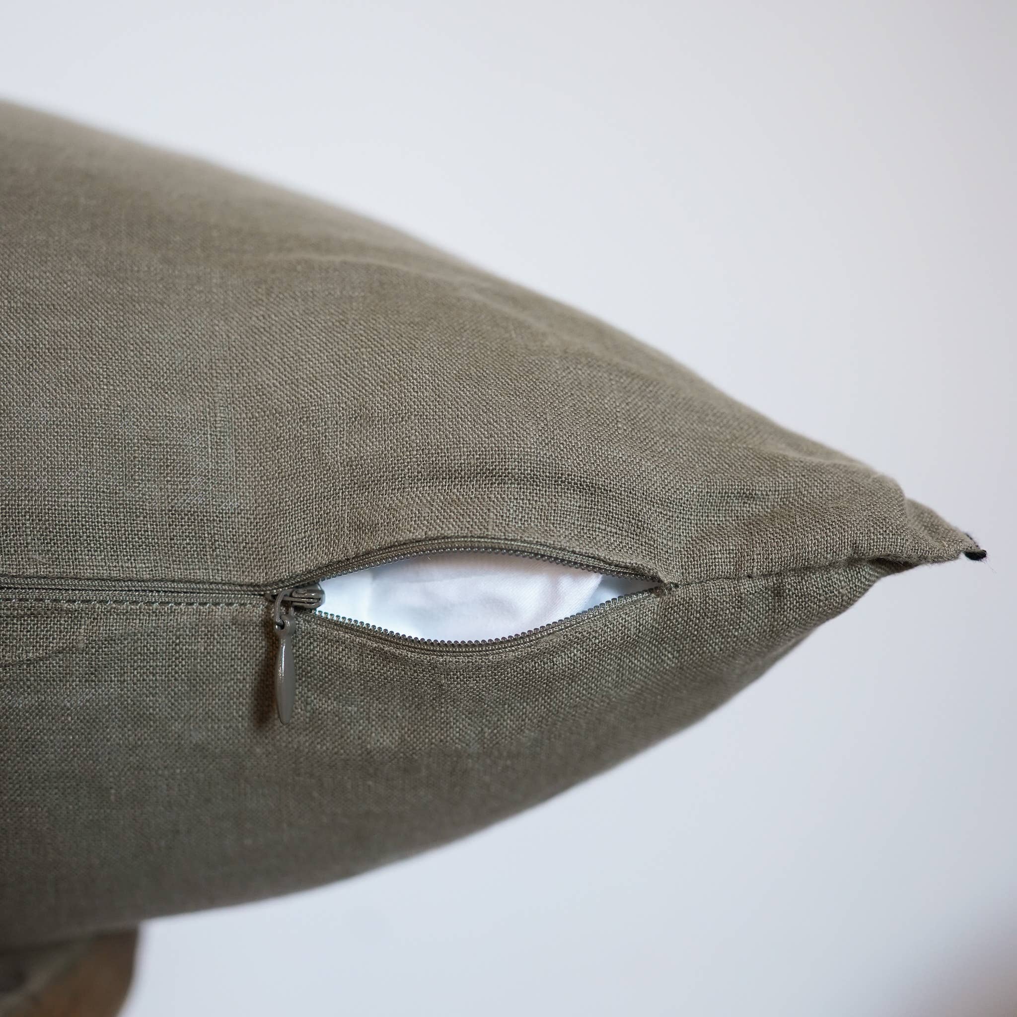 Lumbar Edged Linen Pillow COVER - Moss