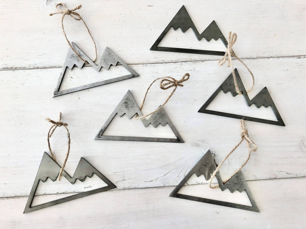 Rustic Metal Mountain Christmas Ornament
